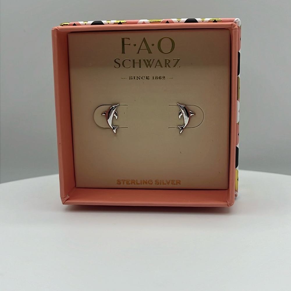 FAO schwartz sterling silver dolphin earrings - Picture 1 of 2